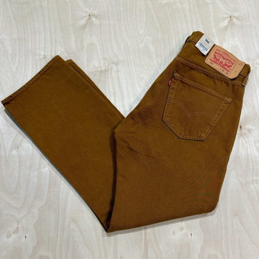 Levis 501 Jeans Mens Original Button Fly Mustard Brown Denim 34x30 005013549